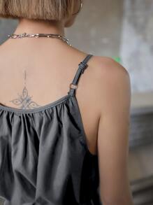 DAZY Vestido de tirantes de tela lisa tipo vestido de verano - Gris Oscuro - Ver 4