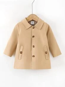 Baby Button Up Slant Pockets Coat