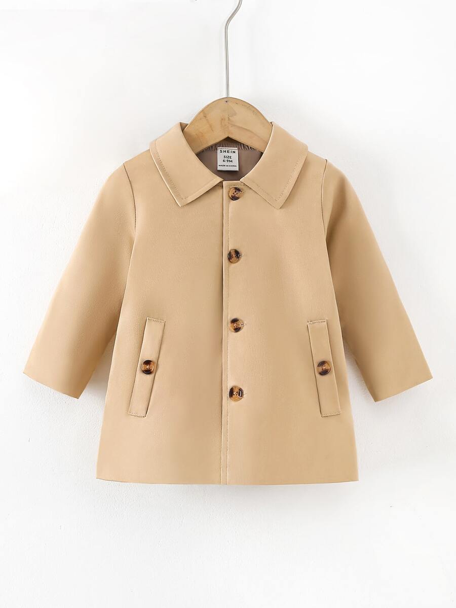 Baby Button Up Slant Pockets Coat