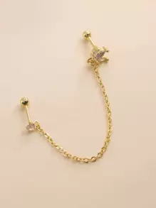 1件时尚百搭锆石水钻链条耳夹耳环