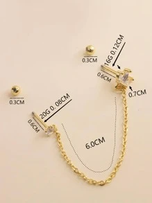 1件时尚百搭锆石水钻链条耳夹耳环