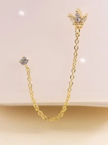 1件时尚百搭锆石水钻链条耳夹耳环