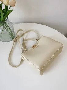 All Seasons Fashionable Women Commuter Bag Exquisite Crossbody/Shoulder Bag High-End Texture Lychee Pattern PU Versatile Tote Bag - Beige - View 4