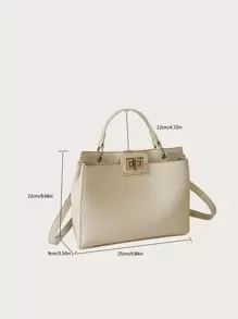 All Seasons Fashionable Women Commuter Bag Exquisite Crossbody/Shoulder Bag High-End Texture Lychee Pattern PU Versatile Tote Bag - Beige - View 5