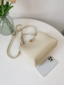 All Seasons Fashionable Women Commuter Bag Exquisite Crossbody/Shoulder Bag High-End Texture Lychee Pattern PU Versatile Tote Bag - Beige - View 7