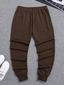 ROMWE MEN Quần thể thao Nam Dây kéo Túi Thắt nơ trước Đồ họa Tim - Cà phê nâu - Xem 2