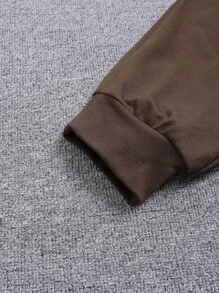 ROMWE MEN Quần thể thao Nam Dây kéo Túi Thắt nơ trước Đồ họa Tim - Cà phê nâu - Xem 5