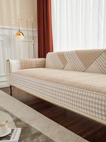 1入組千鳥格圖案衍縫沙發套 - 卡其色 - 查看 1