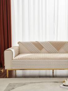 1入組千鳥格圖案衍縫沙發套 - 卡其色 - 查看 3