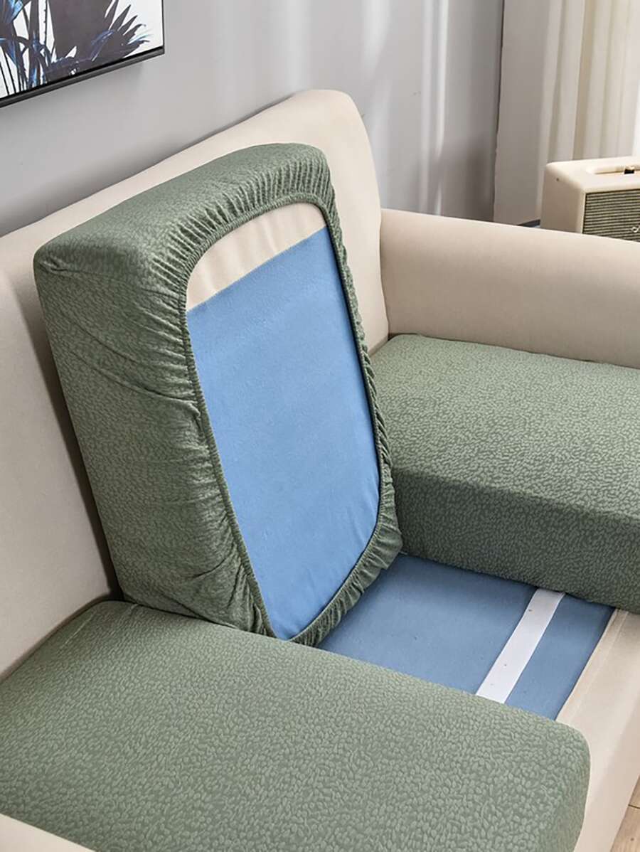 1pc Solid Color Waterproof Stretchy Sofa Cushion Cover - Green - View 1