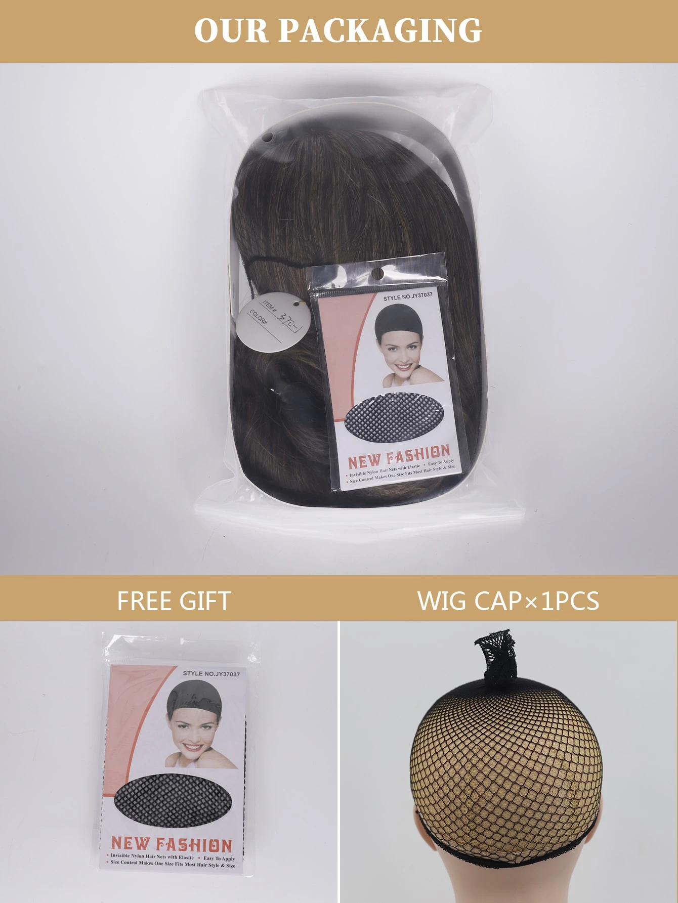 Miniatura 8 de Peluca sintética corto recto con tupe Marrón