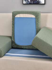 1pc Solid Color Waterproof Stretchy Sofa Cushion Cover - Green - View 4