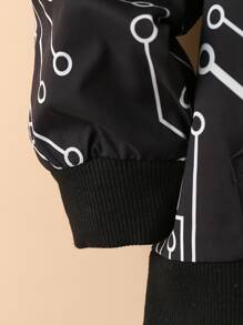 SHEIN Boys Graphic Hooded Jacket & Joggers Without Tee - Black - View 3