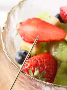 1pc Stainless Steel Fruit Fork, Gold Thin Fruit Stick For Home - Gold - View 4