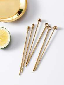 1pc Stainless Steel Fruit Fork, Gold Thin Fruit Stick For Home - Gold - View 5
