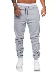 Manfinity Homme Men 2pcs Drawstring Waist Sweatpants For Autumn, Men's Joggers, Stacked Joggers, Sweatpants For Men, Men's Joggers 2 Packs, Back To School