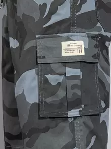 Manfinity Hypemode Men Camo Print Flap Pocket Cargo Trousers - Multicolor - View 3