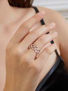 方晶鋯石裝飾戒指 - 玫瑰金 - 查看 1