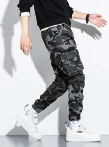 Manfinity Hypemode Men Camo Print Flap Pocket Cargo Trousers - Multicolor - View 4