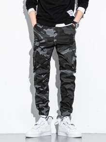 Manfinity Hypemode Men Camo Print Flap Pocket Cargo Trousers - Multicolor - View 5