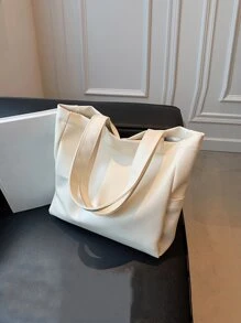 Waterproof,Lightweight,Business Casual,Large Capacity Minimalist Shoulder Tote Bag For Teen Girls Women College Students,Rookies & White-collar Workers Perfect for Office,College,Work ,Business,Commute - White - View 1