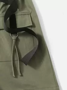 SHEIN Essnce Gorpcore Grey  Drawstring Waist  Zip Up Parachute Jumpsuit