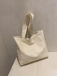 Waterproof,Lightweight,Business Casual,Large Capacity Minimalist Shoulder Tote Bag For Teen Girls Women College Students,Rookies & White-collar Workers Perfect for Office,College,Work ,Business,Commute - White - View 2