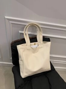 Waterproof,Lightweight,Business Casual,Large Capacity Minimalist Shoulder Tote Bag For Teen Girls Women College Students,Rookies & White-collar Workers Perfect for Office,College,Work ,Business,Commute - White - View 6