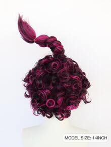 1pc Short Braided Cosplay Synthetic Wig & 1pc Wig Cap - Burgundy - View 2
