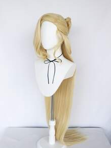 1pc Long Straight Cosplay Synthetic Wig & 1pc Wig Cap - Gold - View 5