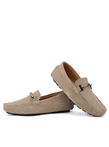 Men Stitch Detail Horsebit Loafers, Leisure Driving Loafers - Beige - View 3