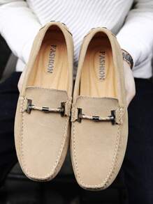 Men Stitch Detail Horsebit Loafers, Leisure Driving Loafers - Beige - View 4