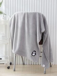 1pc Cartoon Penguin Embroidery Towel - Grey - View 3