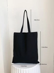 Butterfly & Floral Pattern Shopper Bag - Black - View 4