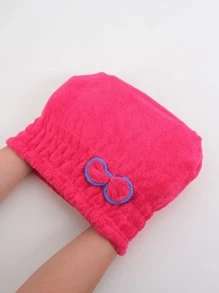 1 pièce Femme/Fille Serviette de bonnet de douche, bonnet de bain pour femme, bonnet pour cheveux secs, séchage rapide, doux pour tête de turban de dame - Rose vif - Voir 3