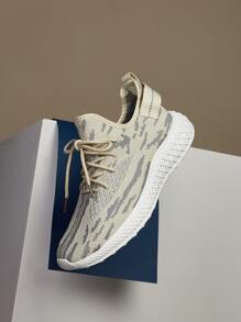 Cuccoo Lace-up Decor Running Sneakers - Beige - View 2