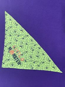 1 件女巫南瓜印花猫狗头巾，万圣节宠物配饰 - 彩色 - 查看 2