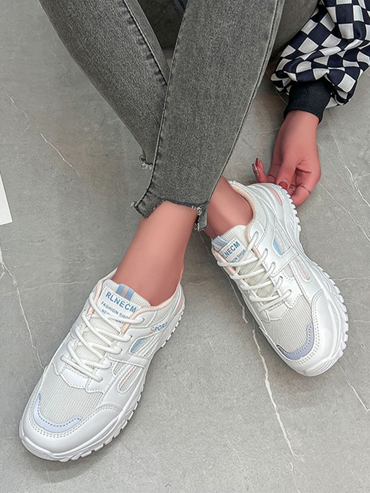 Letter Graphic Lace-up Front Chunky Sneakers | SHEIN Singapore