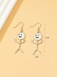 卡通人物耳墜 - 銀色 - 查看 3