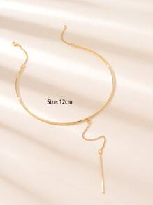 1 件簡約金屬吊墜項鍊 - 金黃色 - 查看 3