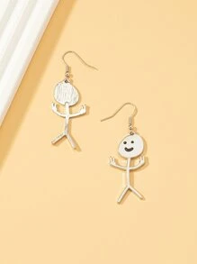 卡通人物耳墜 - 銀色 - 查看 4