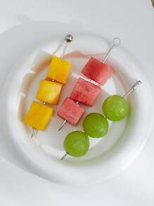 3 piezas Tenedor de fruta de acero inoxidable - Plateado - Ver 1