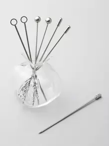 3 piezas Tenedor de fruta de acero inoxidable - Plateado - Ver 3