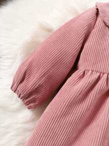 嬰兒娃娃領燈芯絨連衣裙附包 - 藕粉色 - 查看 4