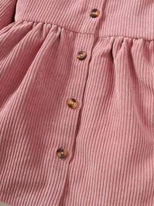 嬰兒娃娃領燈芯絨連衣裙附包 - 藕粉色 - 查看 5