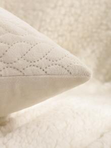 1入組幾何樣式絲絨素色靠墊套 - 米色 - 查看 3