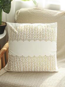 1pc Rhinestone Decor Cushion Cover Without Filler - Beige - View 1