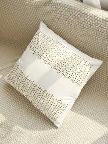 1pc Rhinestone Decor Cushion Cover Without Filler - Beige - View 2