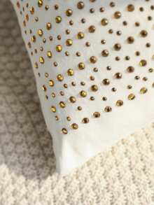 1pc Rhinestone Decor Cushion Cover Without Filler - Beige - View 3