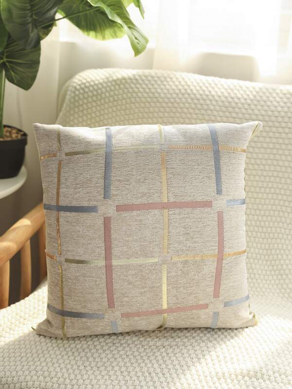 1pc Line Detail Cushion Cover Without Filler, Modern Throw Pillow Case, For Sofa, Living Room